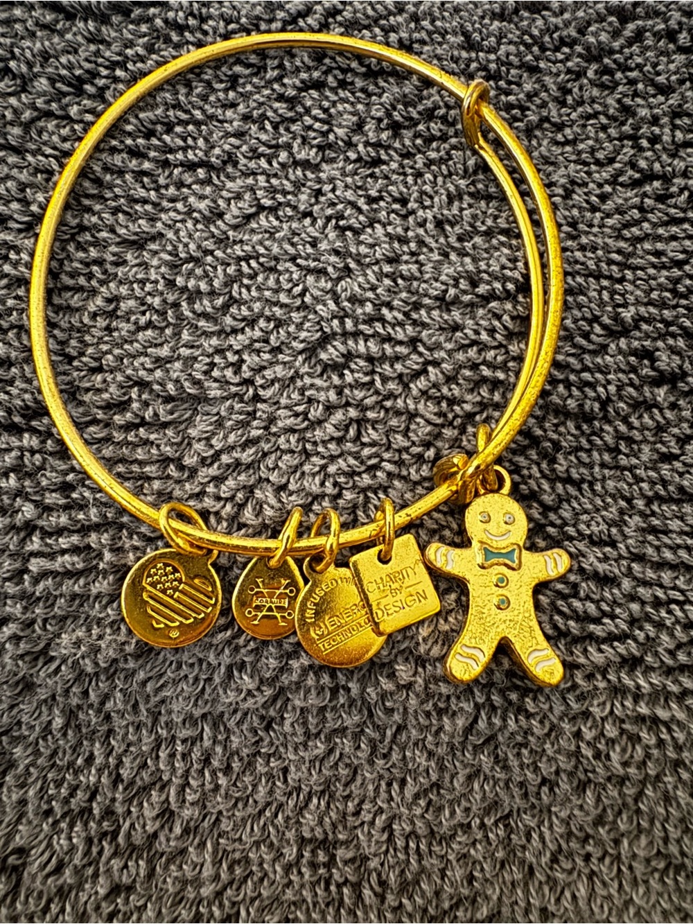 Alex and Ani Gold Gingerbread Charm Bangle Bracelet